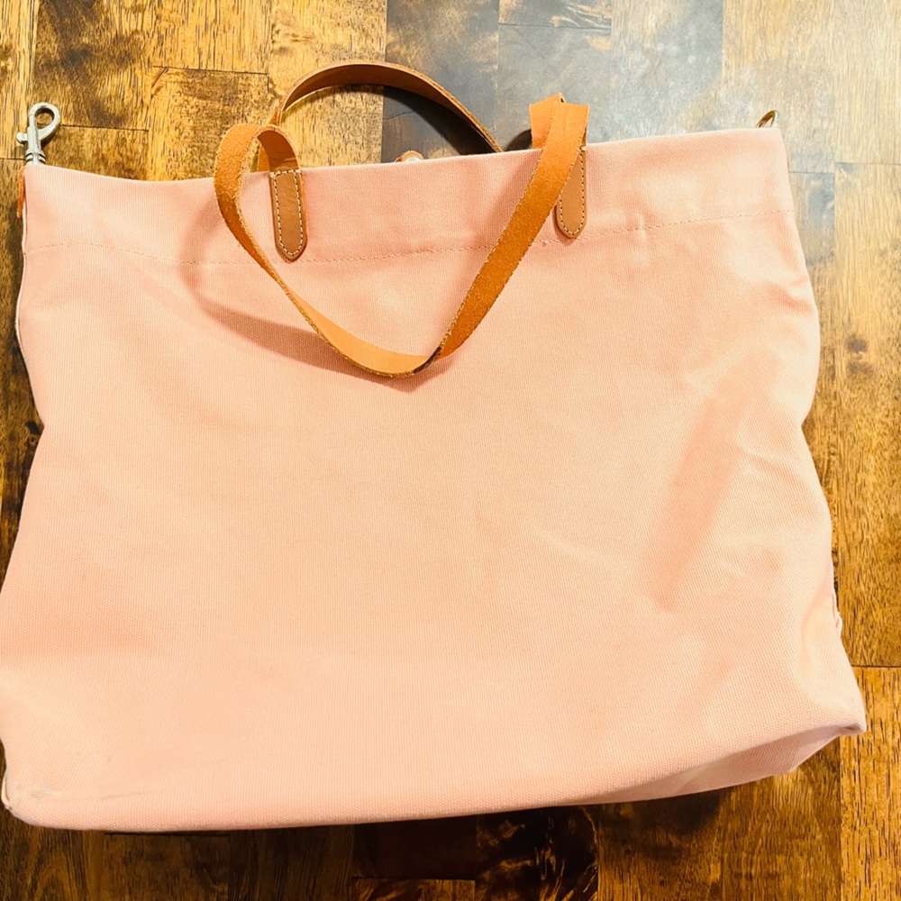 Banana Republic Pink Canvas Tote with Leather Handles